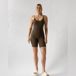 ARQ x James Street Co Nico Bikesuit - Scoop-Neck Ribbed Bodysuit Romper